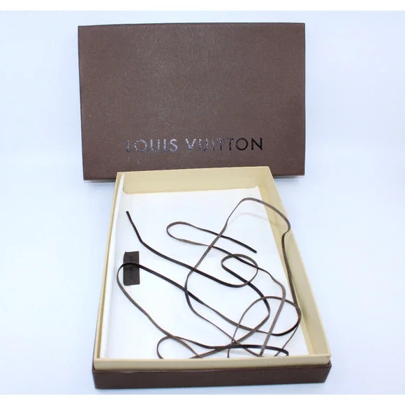LOUIS VUITTON Empty Box Brown with Tissue & Leather twine 11" x 7.5" x 2" - Picture 2 of 3